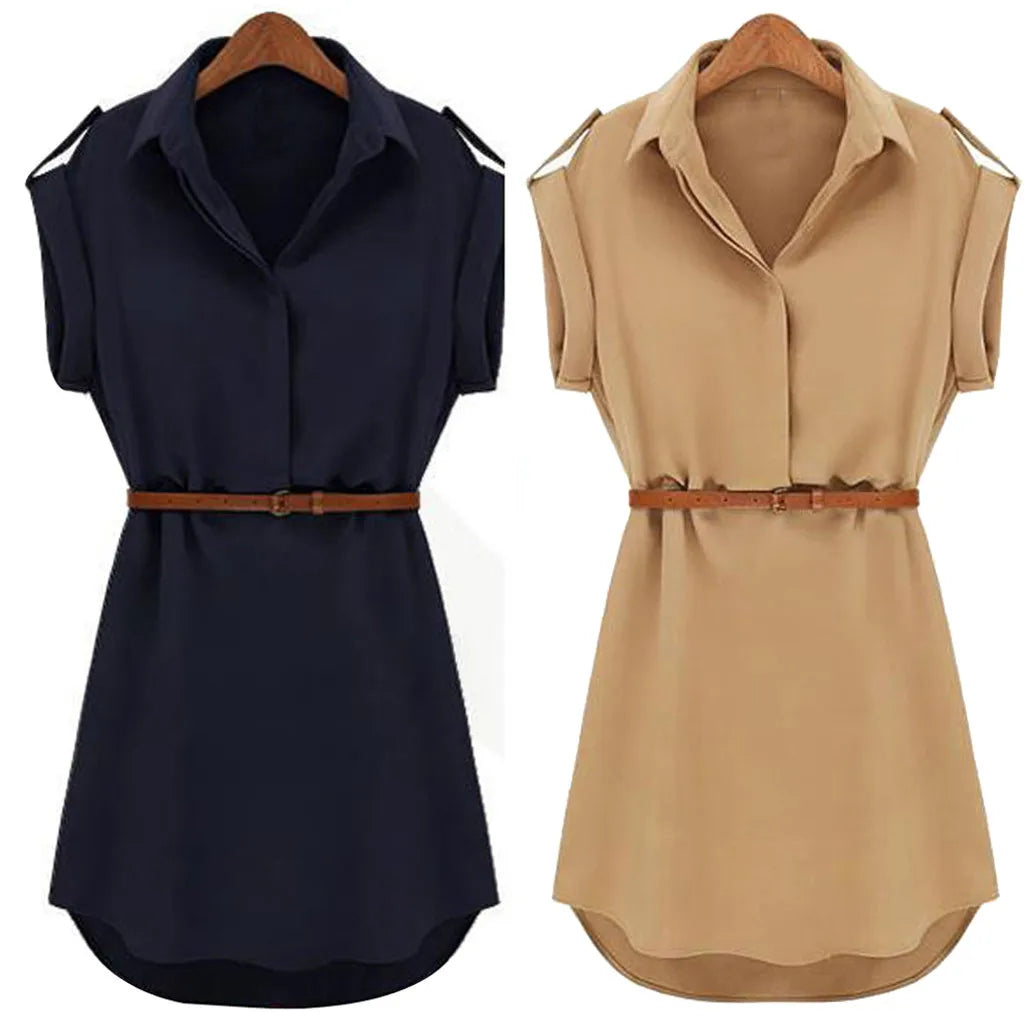 Short Sleeve Dress With Belt
