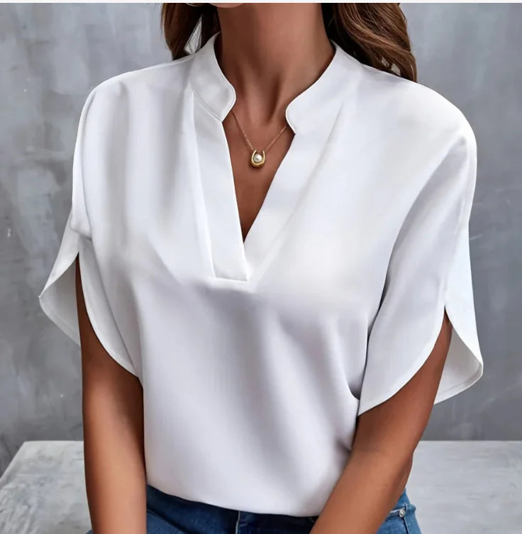 V-Neck Collared Blouse