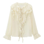 Vintage Chiffon Ruffles Blouse
