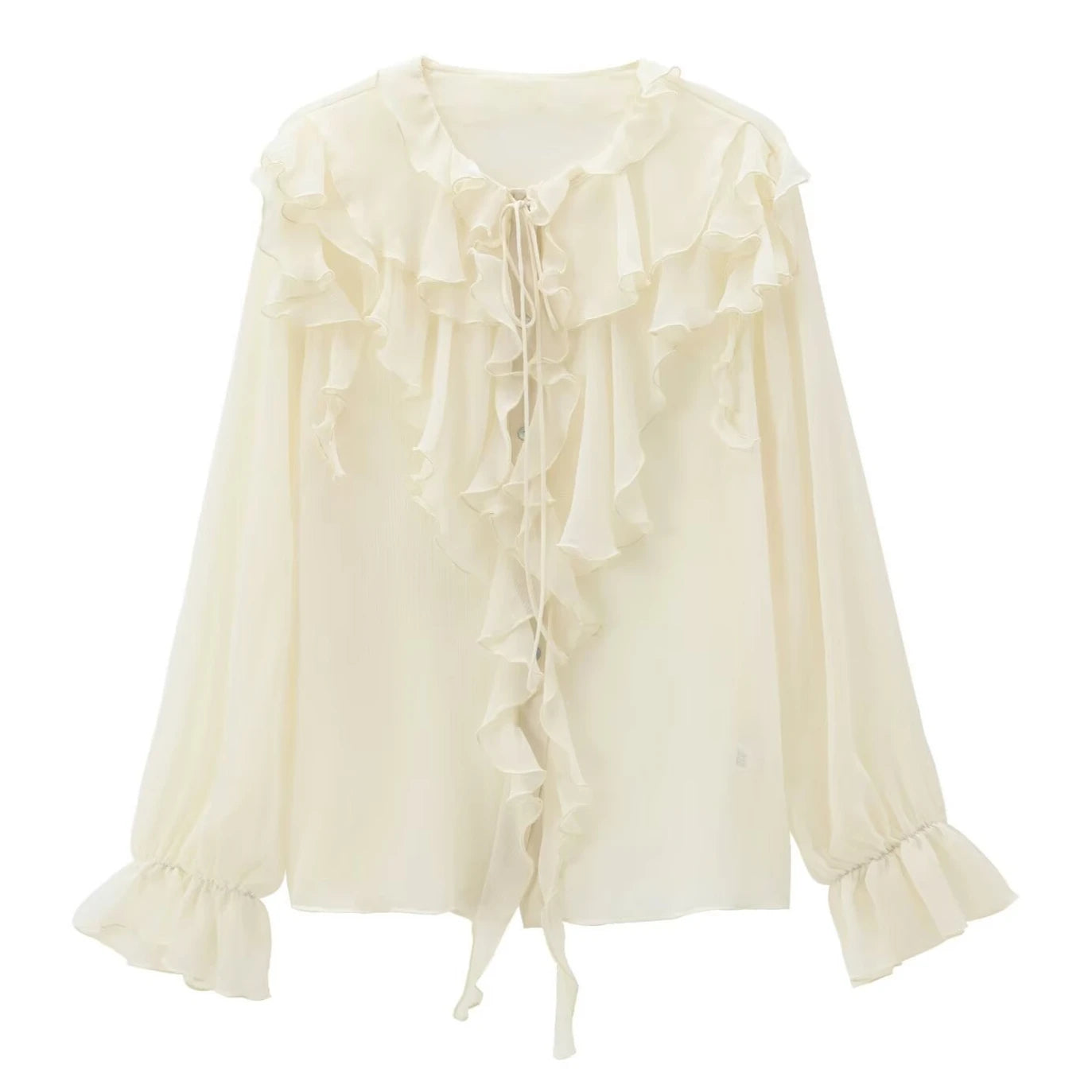 Vintage Chiffon Ruffles Blouse